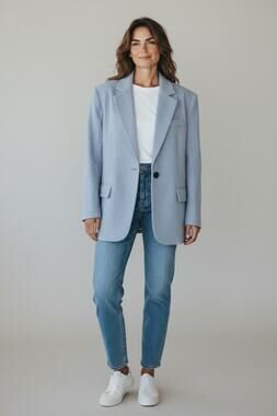 Steve Madden ‘Myra’ Coat Single Breasted Oversized Peacoat in Powder Blue NWOT